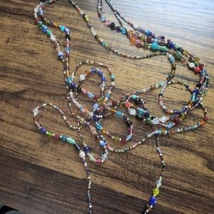 2 Long Multi-Bead Necklace — Multicolor
